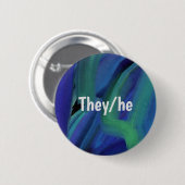 Blauw en groen verf lijnt hen/de konijnenknoop ronde button 5,7 cm (Voorkant /achterkant)