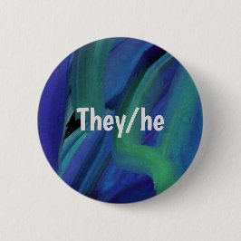 Blauw en groen verf lijnt hen/de konijnenknoop ronde button 5,7 cm