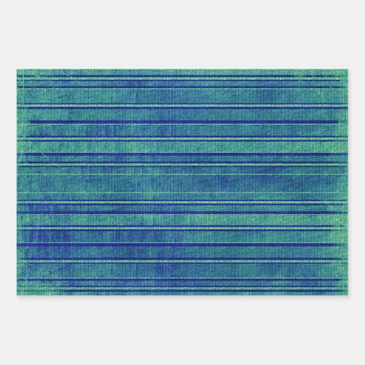  Blauw en Groen Verstrekte Streepjespatroon Inpakpapier Vel (Voorkant 2)
