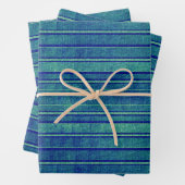  Blauw en Groen Verstrekte Streepjespatroon Inpakpapier Vel (In situ)