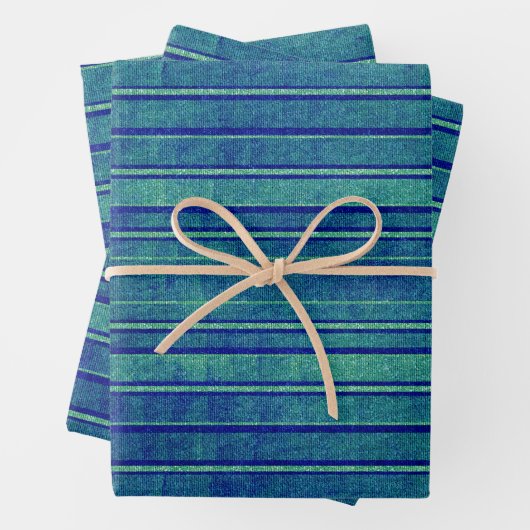 Blauw en Groen Verstrekte Streepjespatroon Inpakpapier Vel (In situ)