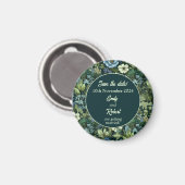 Blauw en Groen Victoriaans Wildbloemen Romantisch Magneet (Voorkant / Achterkant)