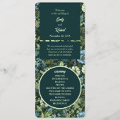 Blauw en Groen Victoriaans Wildbloemen Romantisch Programmakaart (Voorkant)