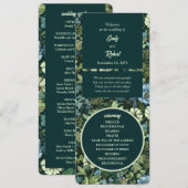 Blauw en Groen Victoriaans Wildbloemen Romantisch Programmakaart (Voorkant / Achterkant)