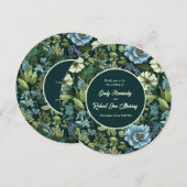 Blauw en Groen Victoriaans Wildbloemenpatroon Kaart (Voorkant / Achterkant)