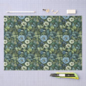 Blauw en Groen Victoriaans Wildbloempatroon Tissuepapier (Craft)