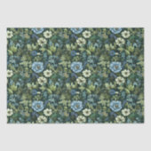 Blauw en Groen Victoriaans Wildbloempatroon Tissuepapier (Voorkant)
