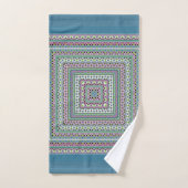 Blauw en groen vierkant etno sier sjaal bad handdoek (Handdoek)