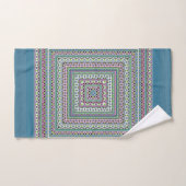 Blauw en groen vierkant etno sier sjaal bad handdoek (Handdoek)