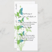 Blauw en Groen Vlinder Vine Huwelijksprogramma Programmakaart (Voorkant / Achterkant)