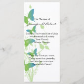 Blauw en Groen Vlinder Vine Huwelijksprogramma Programmakaart (Voorkant)