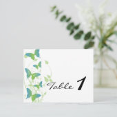 Blauw en Groen Vlinder Wijnstok Tafelnummer (Staand voorkant)