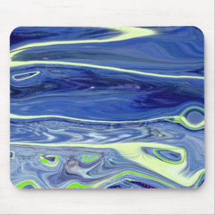 Blauw en groen vloeibaar abstract muismat