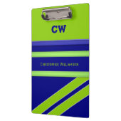 Blauw en groen voeg naam initialen kantoor toe klembord (Links)