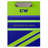 Blauw en groen voeg naam initialen kantoor toe klembord (Voorkant)