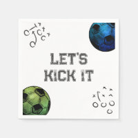 Blauw en Groen Voetbal Party Servetten