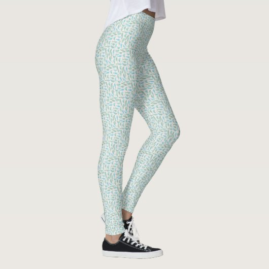 Blauw en groen vogelpatroon leggings (Rechts)