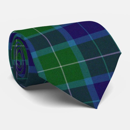 Blauw- en groen Wallace Tartan Stropdas (Opgerold)