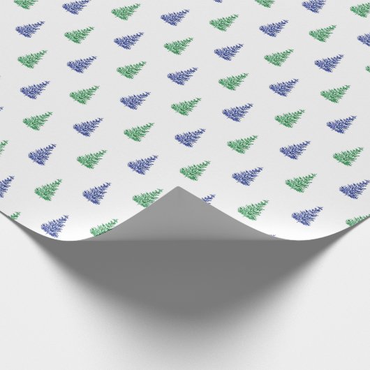 Blauw en groen Waterverf - boompatroon Cadeaupapier (Hoek)