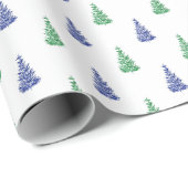 Blauw en groen Waterverf - boompatroon Cadeaupapier (Rol Hoek)