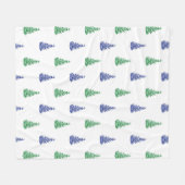 Blauw en groen Waterverf - boompatroon Fleece Deken (Voorkant (Horizontaal))