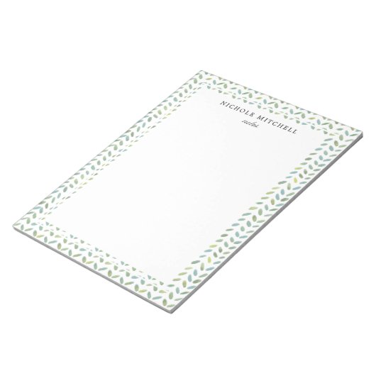 Blauw en groen Waterverf Patroonpatroon Notitieblo Notitieblok (Schuin)