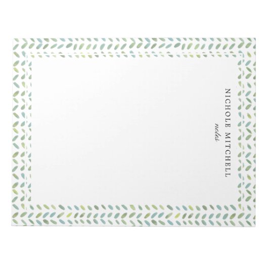 Blauw en groen Waterverf Patroonpatroon Notitieblo Notitieblok (Voorkant)