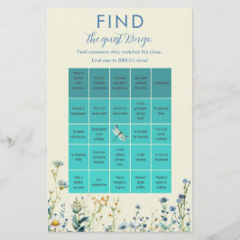 Blauw en groen wildflower baby shower Bingo spel