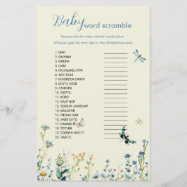 Blauw en groen wildflower baby woord scramble spel