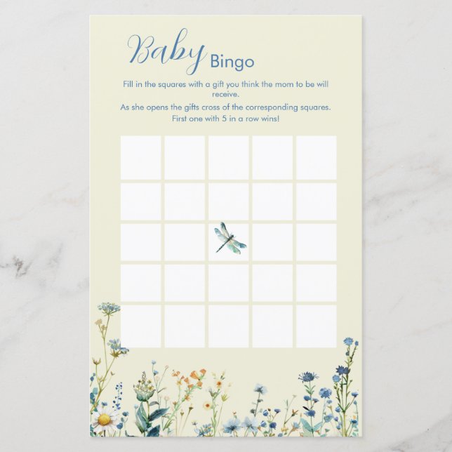 Blauw en groen wildflower Bingo spel (Voorkant)