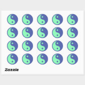 Blauw en Groen Ying Yang Symbool Stickers (Vel)
