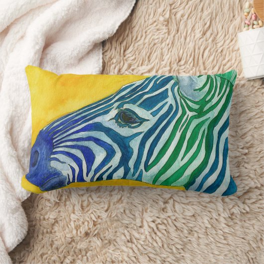 Blauw en groen Zebra Sierkussen Kussen (Deken)