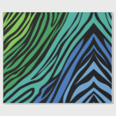 Blauw en Groen Zebrapatroon Cadeaupapier (Vlak)
