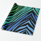 Blauw en Groen Zebrapatroon Cadeaupapier (Uitgerold)