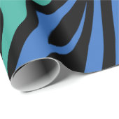Blauw en Groen Zebrapatroon Cadeaupapier (Rol Hoek)