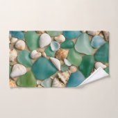 Blauw en groen Zee glas en zeeschelp Bad Handdoek (Handdoek)