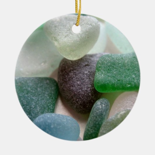 Blauw en groen Zee Glass Ornament (Voorkant)