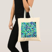 Blauw en Groen Zee Glazen Mozaïek Tote Bag (Voorkant (product))