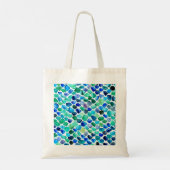 Blauw en Groen Zee Glazen Mozaïek Tote Bag (Achterkant)