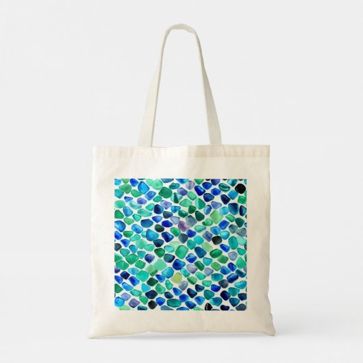 Blauw en Groen Zee Glazen Mozaïek Tote Bag (Achterkant)