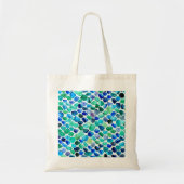 Blauw en Groen Zee Glazen Mozaïek Tote Bag (Voorkant)
