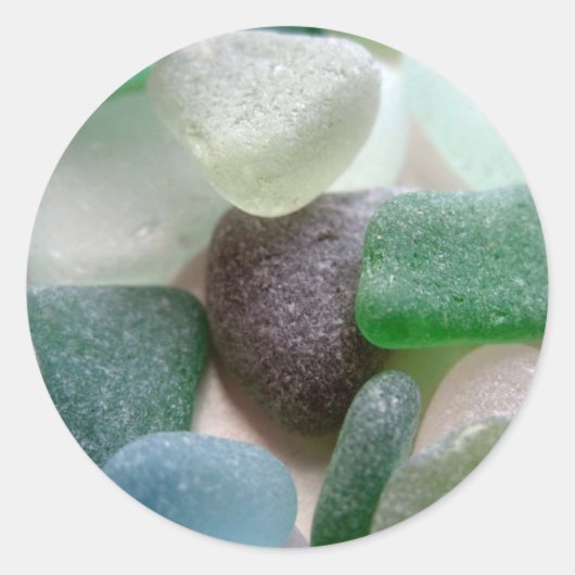 Blauw en Groen Zee Ronde Sticker (Voorkant)