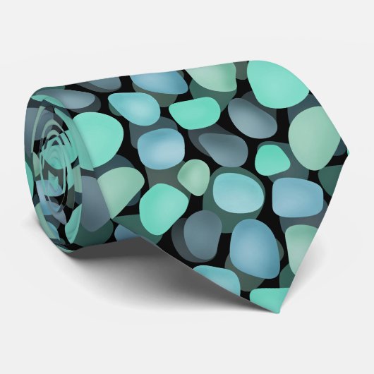 Blauw en groen zee vierkant stropdas (Opgerold)