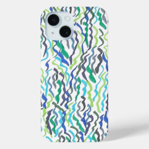 Blauw en groen zeewier iPhone 15 case