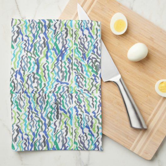 Blauw en groen zeewier theedoek (Quarter Fold)