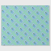 Blauw- en groenbewerkingspatroon cadeaupapier (Vlak)