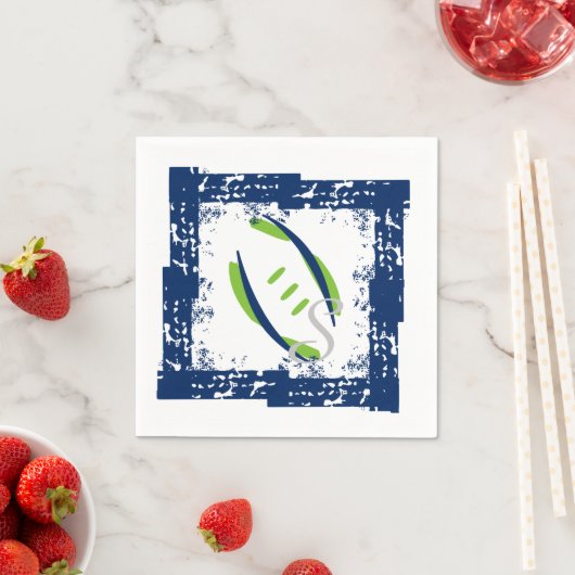 Blauw- en groene cocktail Napkins-Initiaal Servet (Insitu)