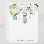 Blauw en groene Mason potten tafel nummers kaart (Achterkant)