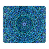 Blauw en groene Stone Garden Mandala Snijplank (Voorkant)