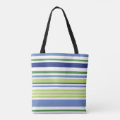 Blauw en groene streep tote bag (Achterkant)